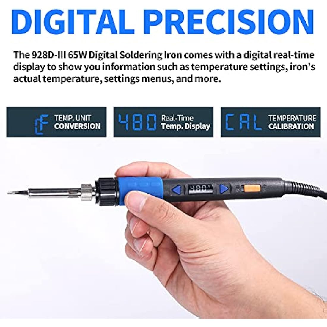 YIHUA 928D-III Portable Digital Soldering Iron Kit with LED Display - UK Plug