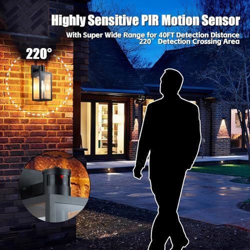 Aranzyec Motion Sensor Outdoor Wall Lights | 2-Pack Dusk to Dawn Sconce