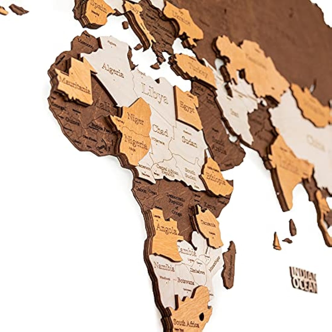Woodvio 3D Wooden World Map – Large Wall Art Decor for Home and Office