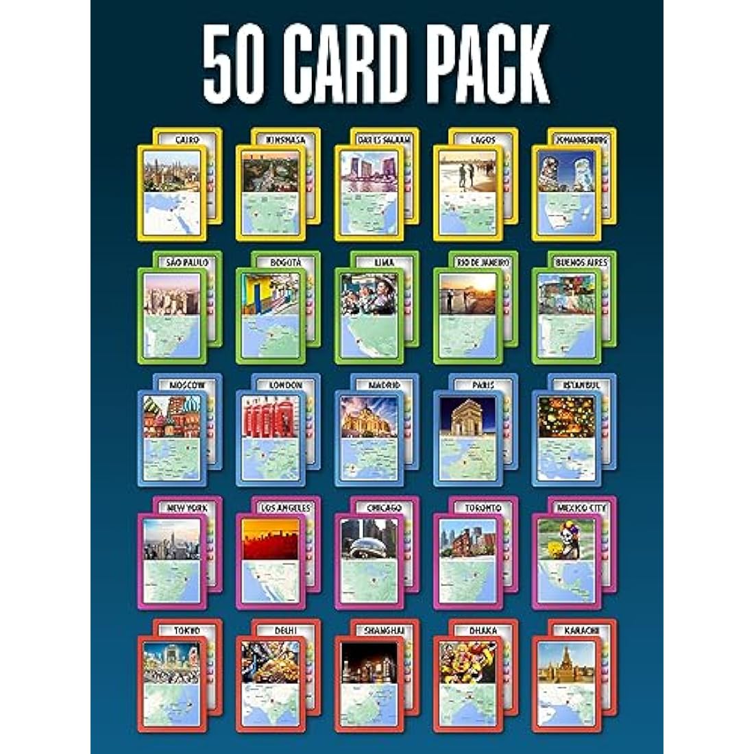 Megacities 7-in-1 Travel Card Game – Educational Geography Quiz
