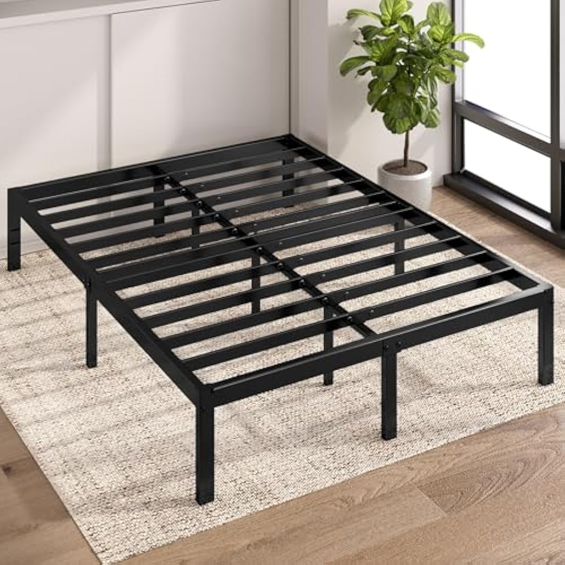 Zinus Elias King Metal Bed Frame – 36cm Height with Storage | Black