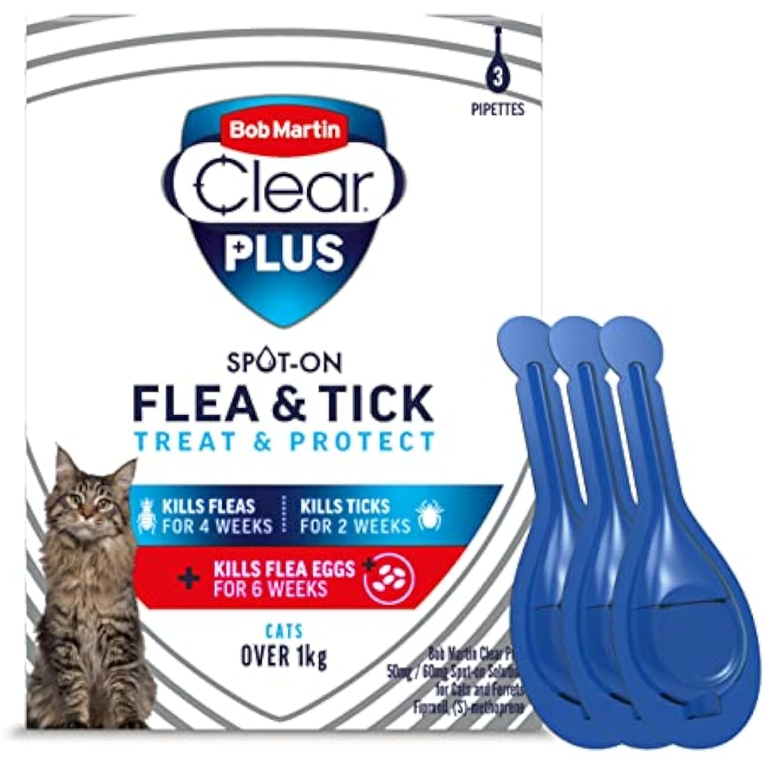 Bob Martin Clear Plus Flea & Tick Spot On for Cats - 3 Pipettes