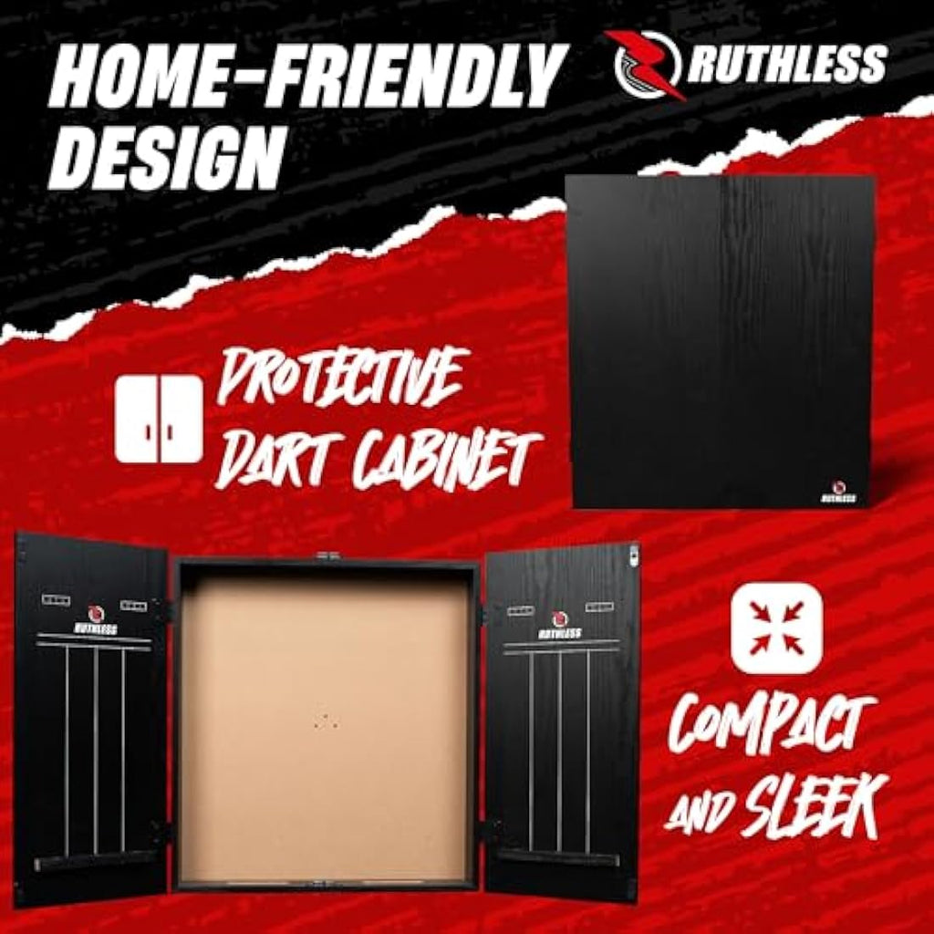 Ruthless Home Darts Centre | Cabinet, Hot Shot Dartboard & 2 Dart Sets