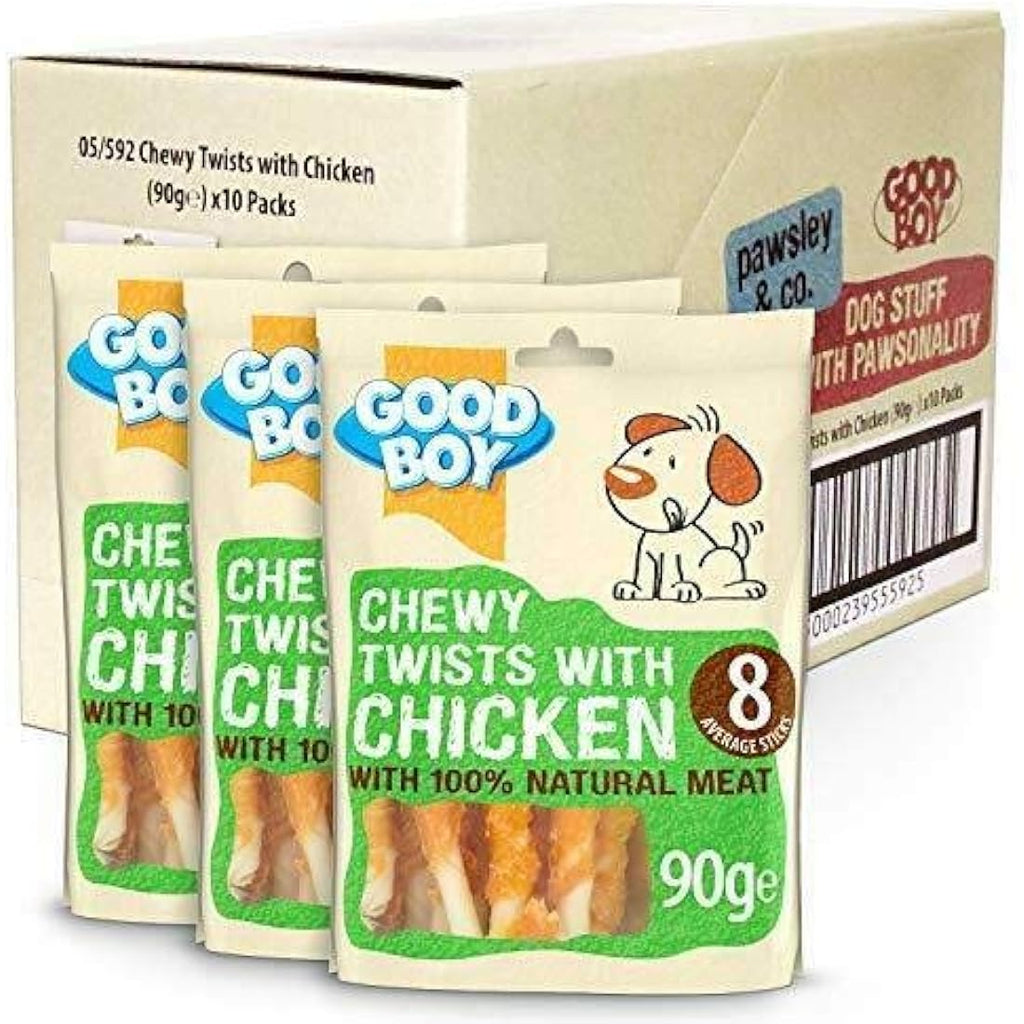 Chicken Chewy Twisters Dog Treats - 90g Sticks (10 Pack)