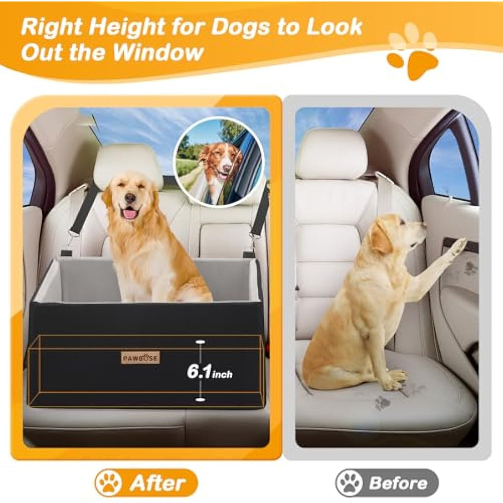 Firepaw Large Dog Car Seat – Washable Booster Seat for Dogs up to 55lbs