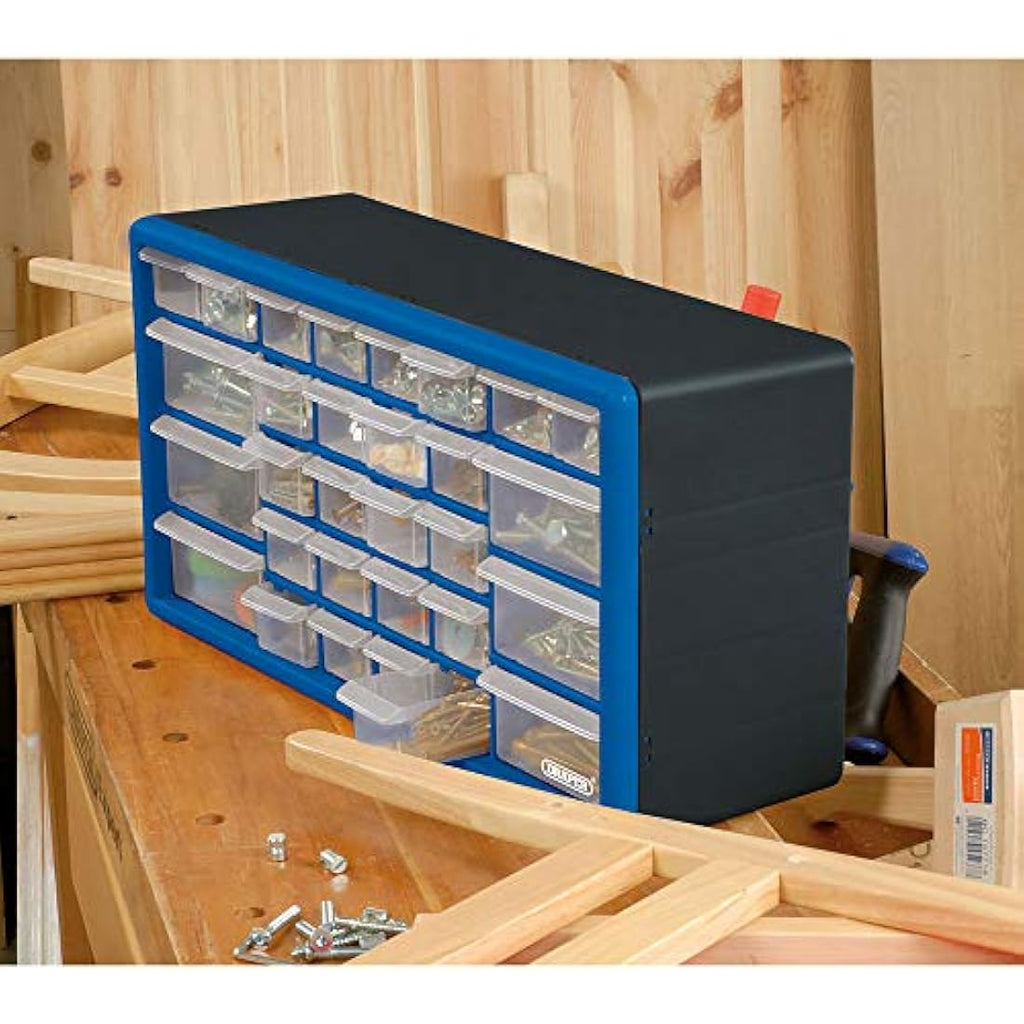 Draper 30 Drawer Plastic Tool Storage Unit | Wall Mountable Organiser