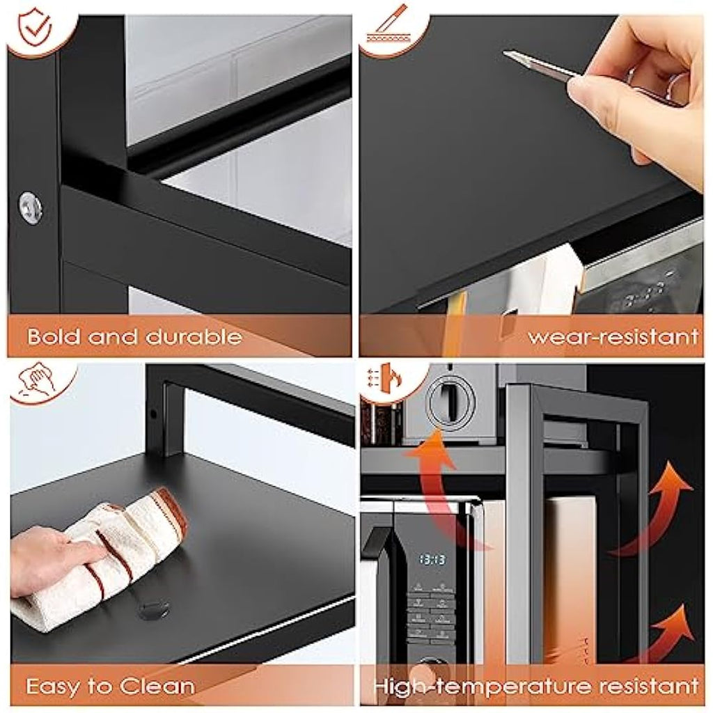 Haipky 3-Tier Expandable Microwave Oven Rack – Adjustable Metal Kitchen Shelf