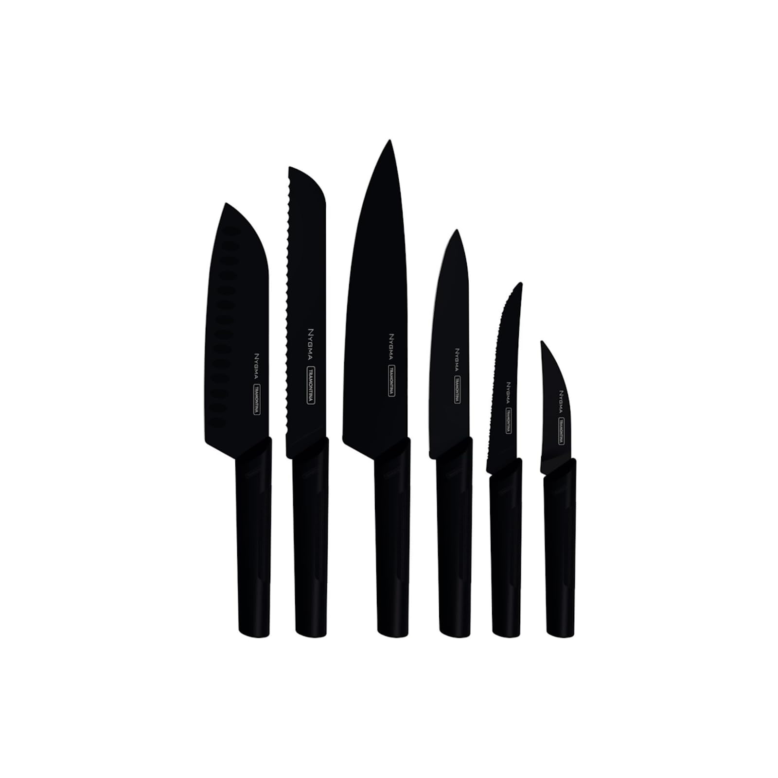 Tramontina 6-Piece Stainless Steel Kitchen Knife Set with Black Handles