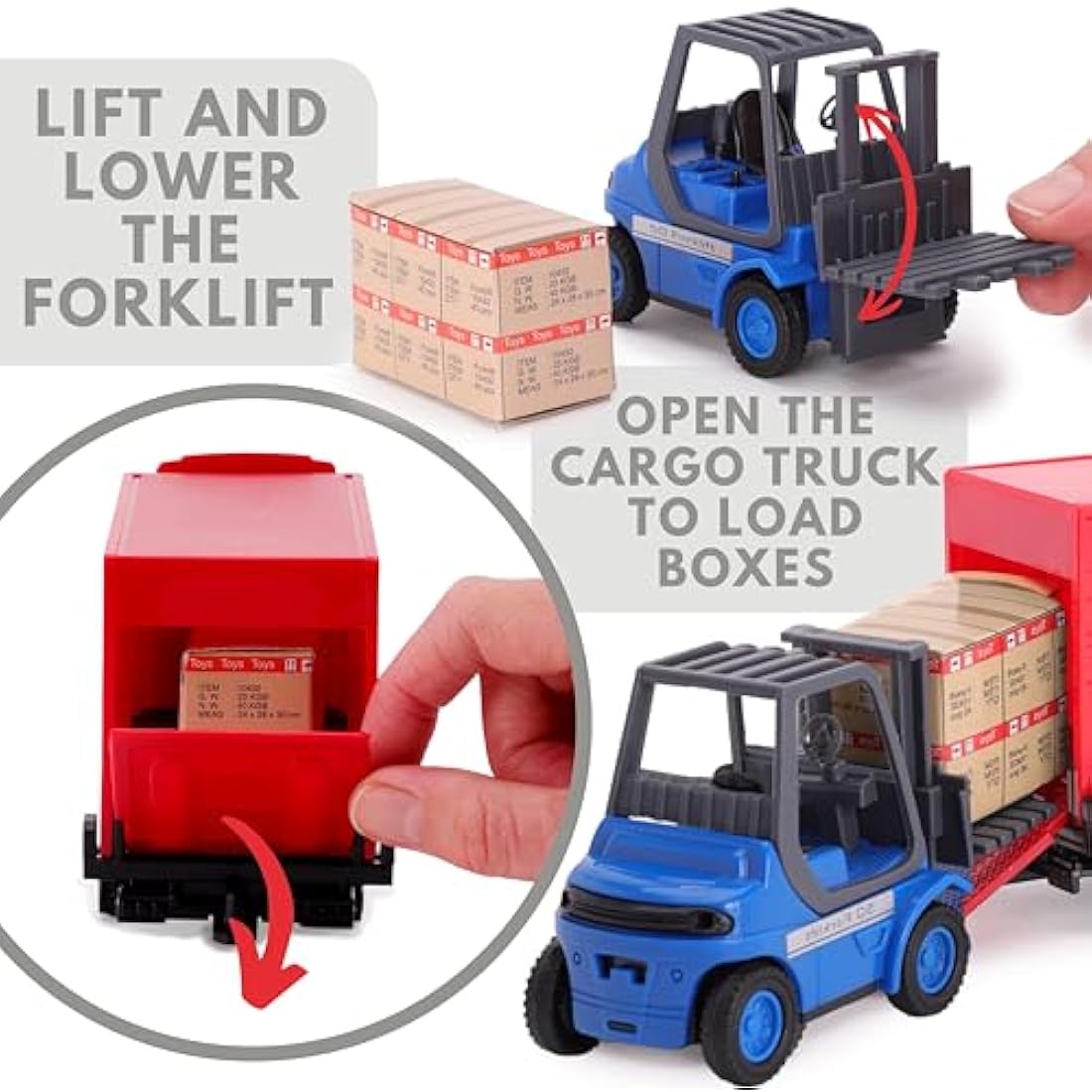 Toyland MAN Freight Truck and Forklift Set – 1:48 Scale Red Model Toy