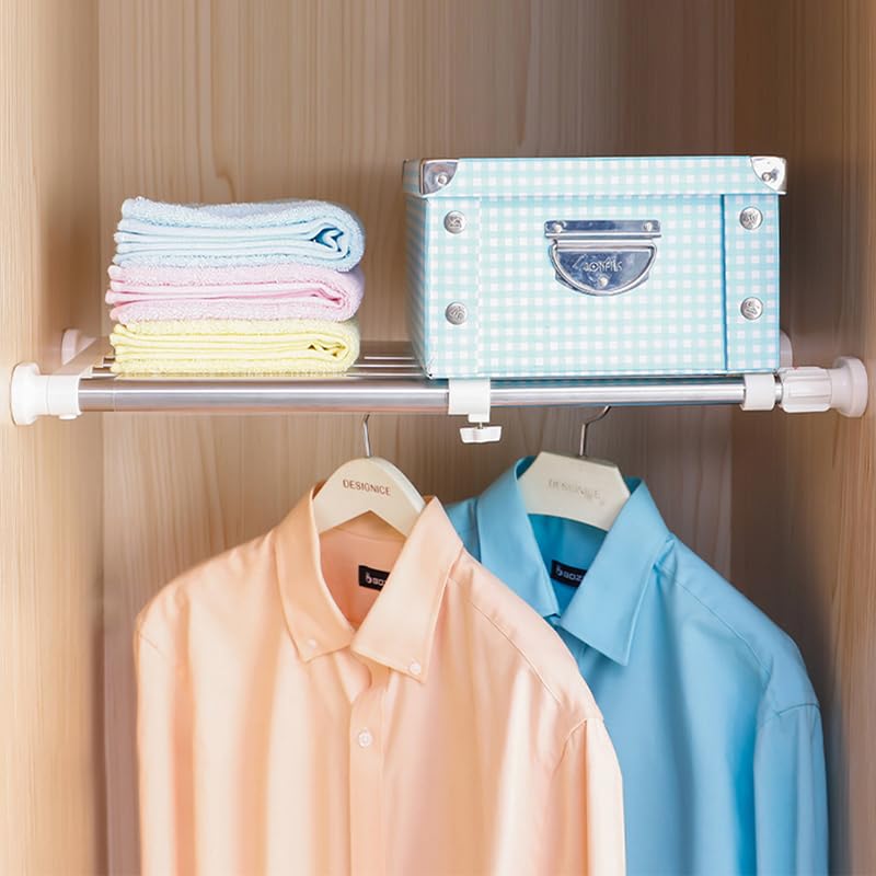 Hershii Expandable Closet Tension Shelf | Adjustable Metal Storage Rack