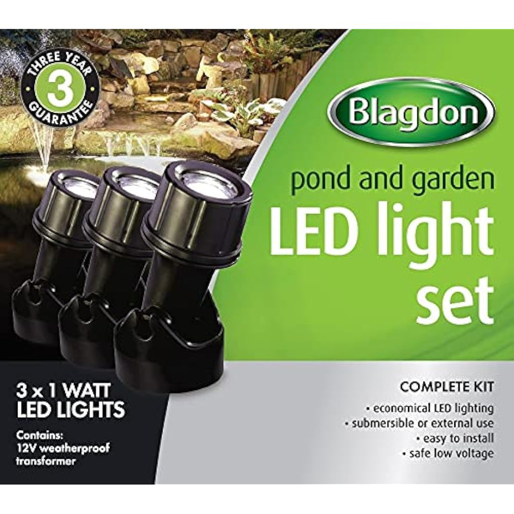 Blagdon Ultra Bright LED Pond & Garden Lights | Submersible 3-Light Set