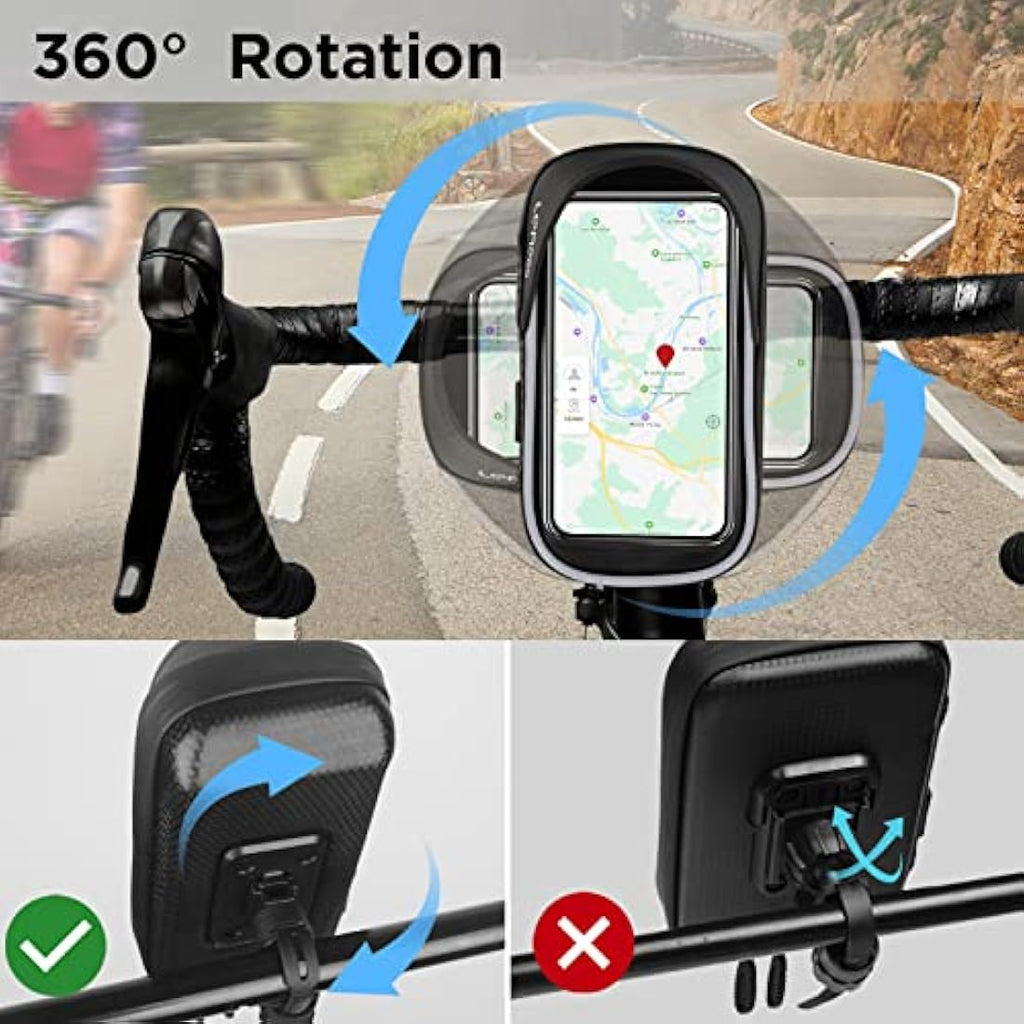 LEMEGO Waterproof Bike Phone Holder | 360° Rotatable Handlebar Bag