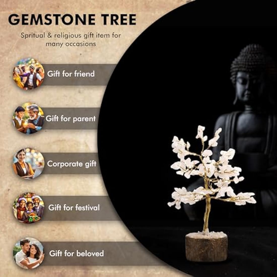 Rose Quartz Crystal Tree - 150 Gemstone Beads Healing Decor