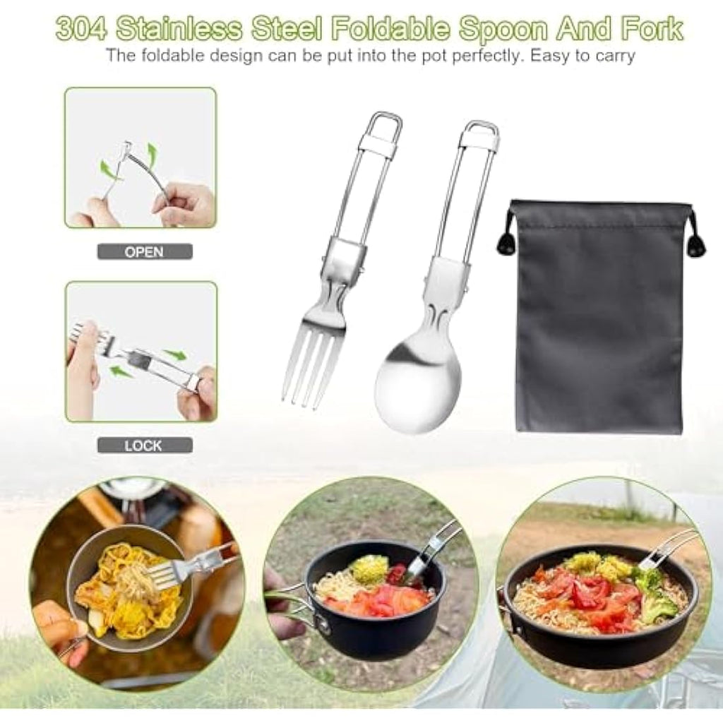 AUTOPkio 12-Piece Camping Cookware Set with Portable Gas Stove