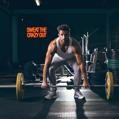 Sweat The Crazy Out Neon Sign – Red LED Gym Wall Decor