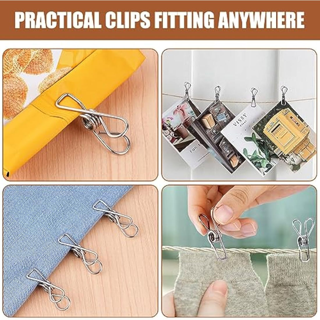 Stainless Steel Clothes Pegs – 100 Pcs Strong Metal Clips