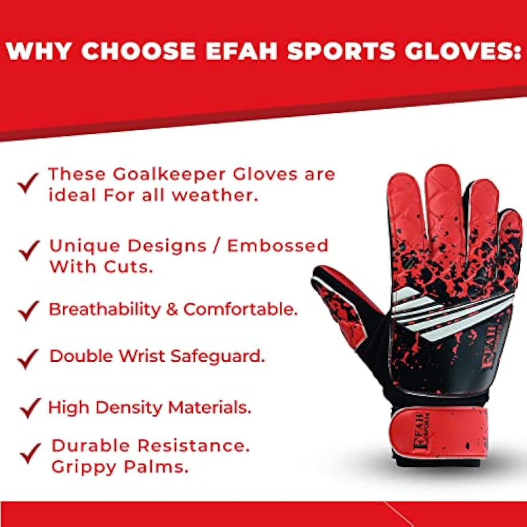 EFAH SPORTS Kids Soccer Goalkeeper Gloves – Youth Goalie Super Grip