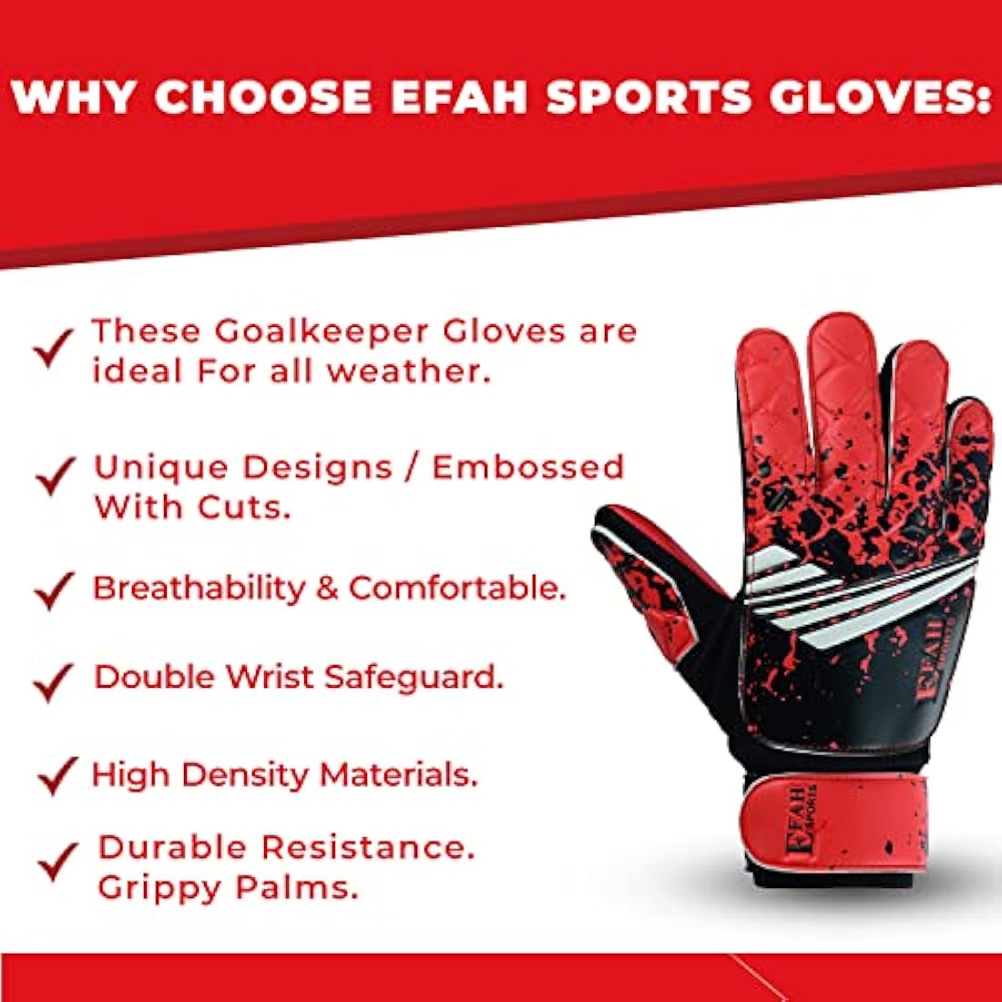 EFAH SPORTS Kids Soccer Goalkeeper Gloves | Super Grip Youth Goalie