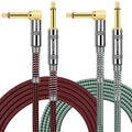 OTraki 2-Pack Braided Guitar Cable 6.5ft – 1/4" Instrument Lead (Red/Green)