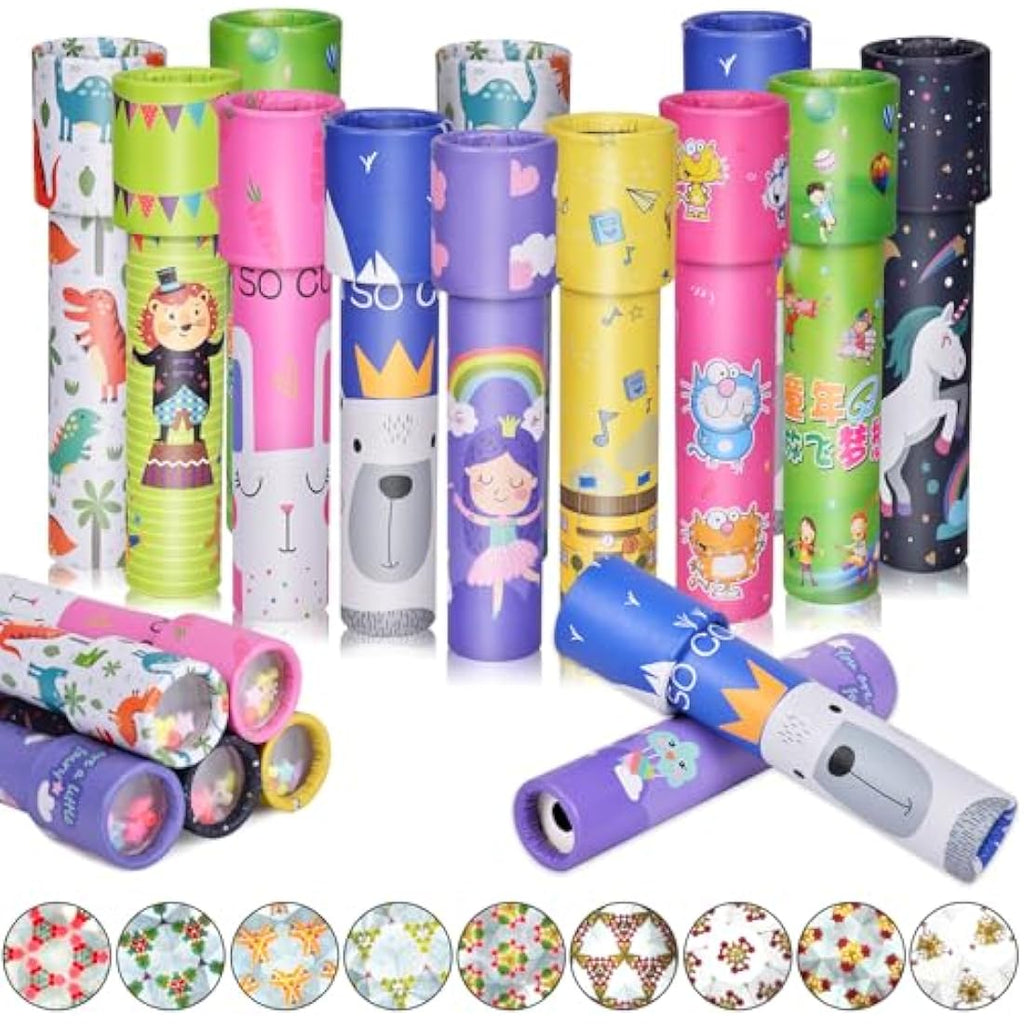 Jolof Store Retro Kaleidoscope Toys for Kids - 12 Pack Kraft Paper Set