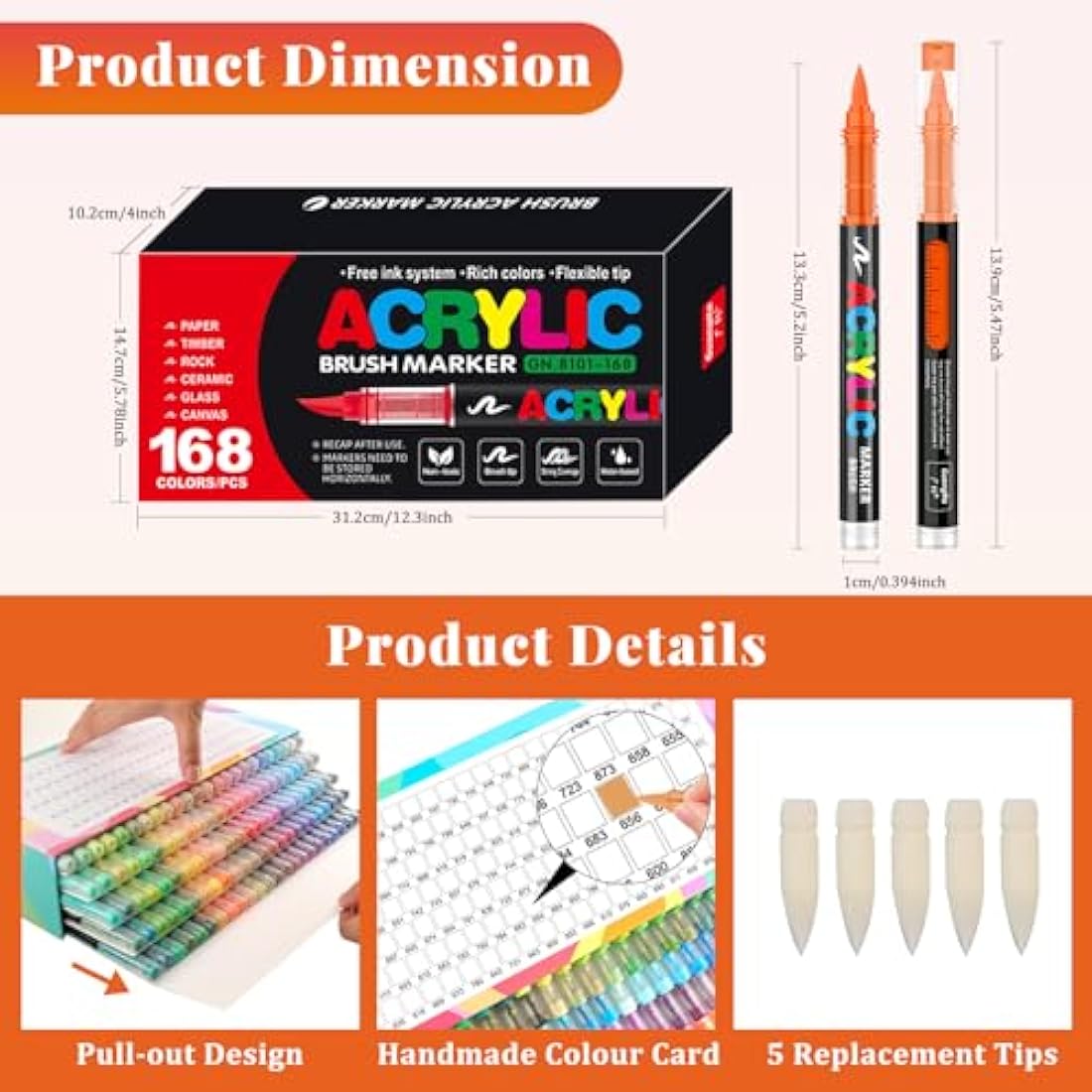 Funnasting 168 Colors Acrylic Paint Pens | Soft Brush Tip Art Markers