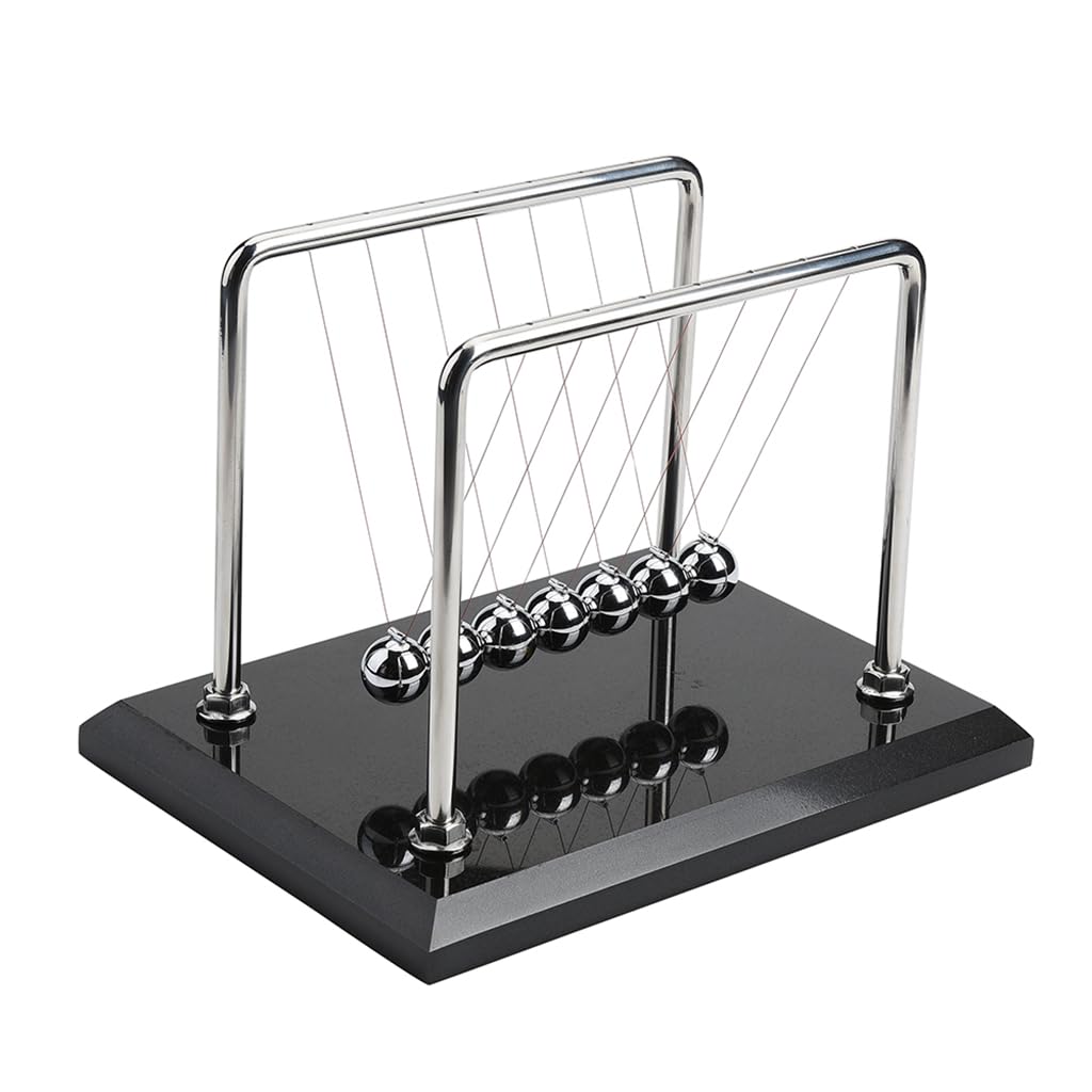CERROPI 7 Ball Newton's Cradle - 11 Inch Physics Desk Toy, Marble Base