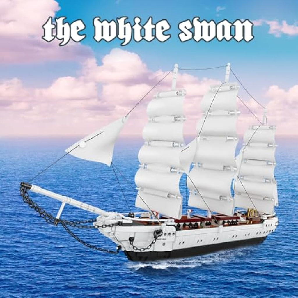 JMBricklayer White Swan Pirate Ship Building Blocks Set - 1672 Pieces