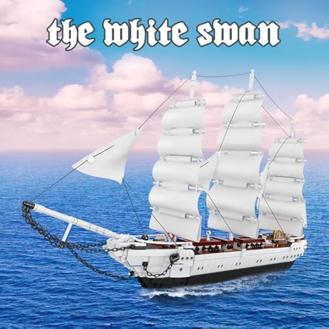 JMBricklayer White Swan Pirate Ship Building Blocks Set - 1672 Pieces