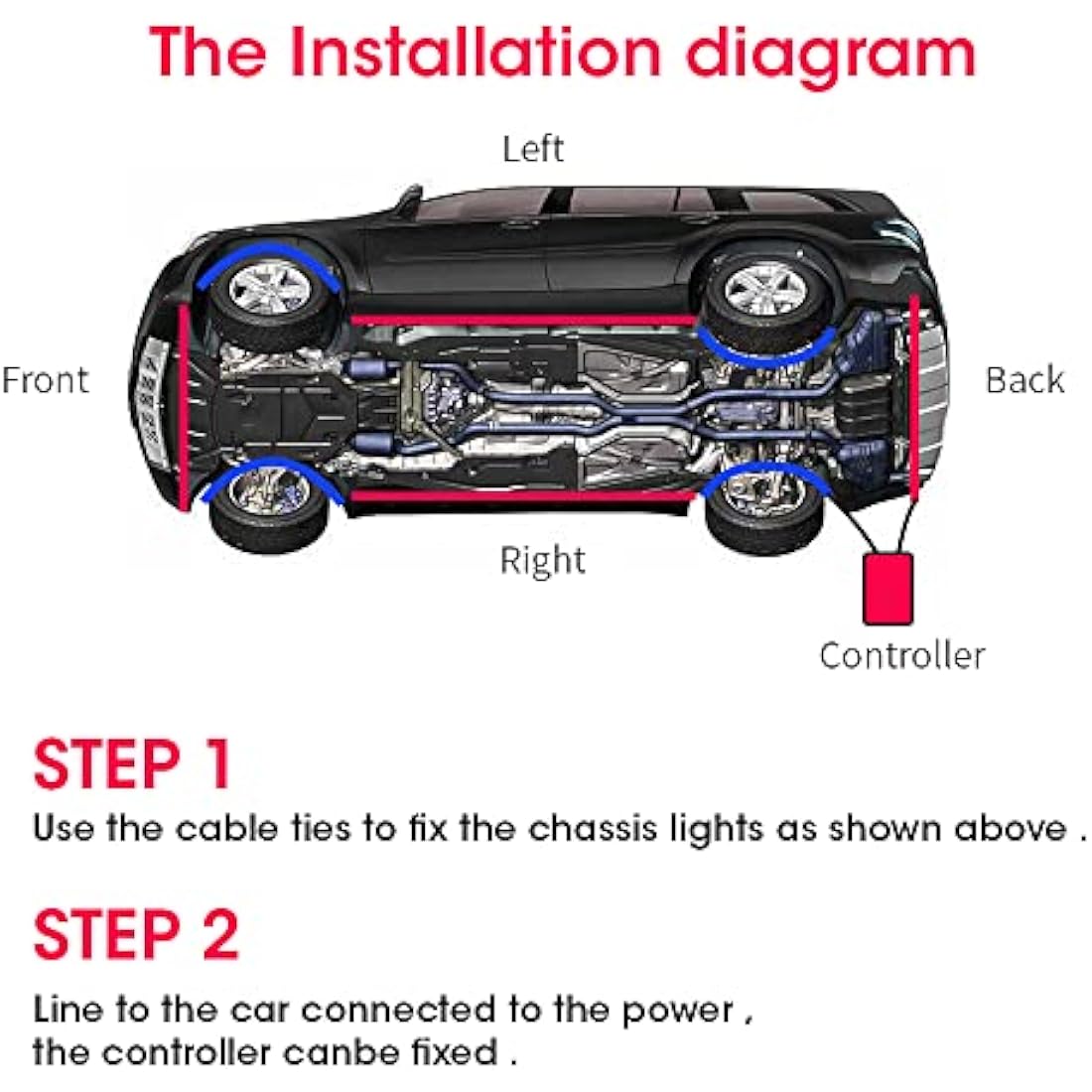 GDICONIC RGB LED Underglow Car Light Kit | App Control Neon Strip Lights