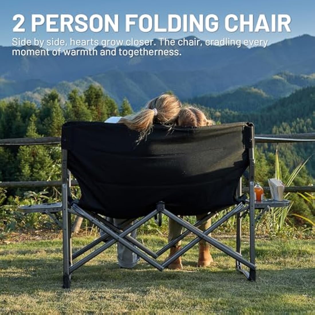 TIMBER RIDGE Double Camping Chair – Heavy Duty Folding 2 Seater Sofa