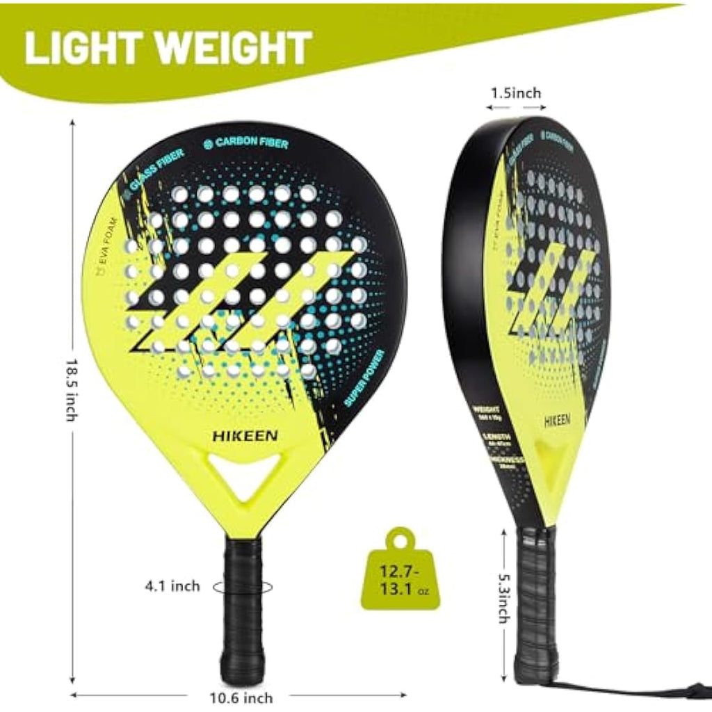 BOOSTEADY Carbon Fiber Padel Racket with 3 Tennis Balls and Bag
