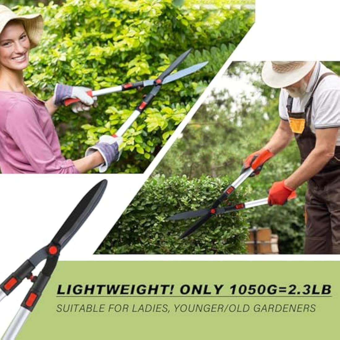 GARTOL Telescopic Hedge Shears | SK5 Carbon Steel Wavy Blade Garden Tool