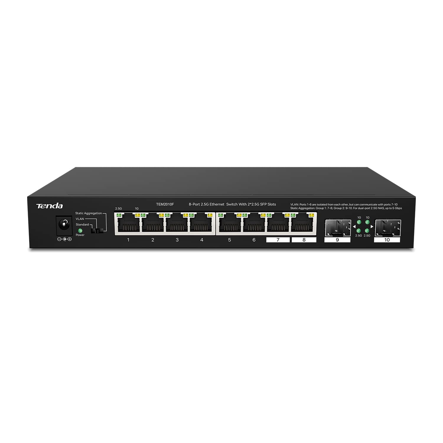 Tenda TEM2010F 10-Port 2.5G Multi-Gigabit Switch | 2 SFP Ports & VLAN