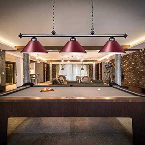 Wellmet 59-Inch 3-Light Pool Table Light | Matte Red/White Billiard Lamp