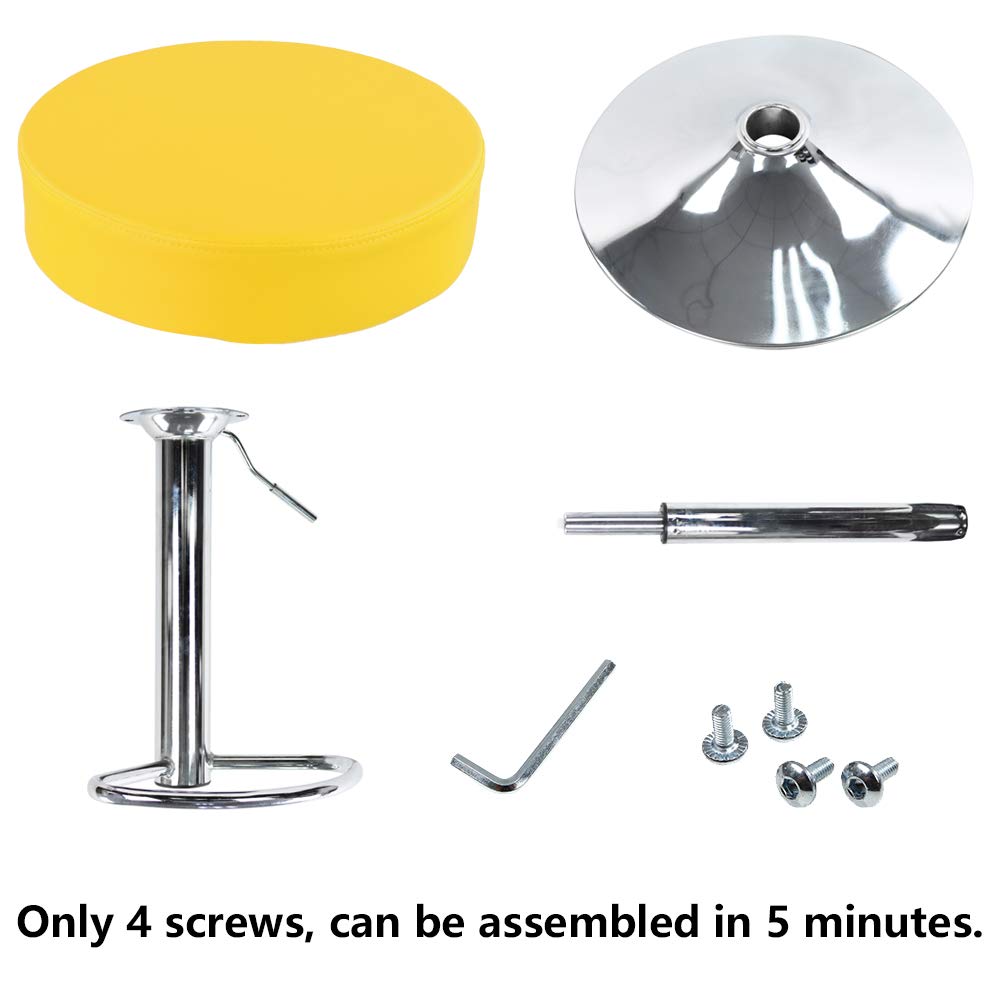 KKTONER Swivel Bar Stool – Adjustable PU Leather Backless Chair, Yellow