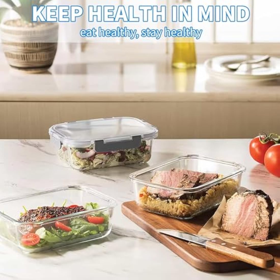 Jolof Store Glass Meal Prep Containers - 10 Pack Airtight Borosilicate Gray
