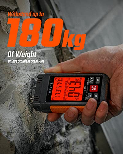TopTes TS-630 Wood Moisture Meter | 3-Color Backlit LCD for Drywall