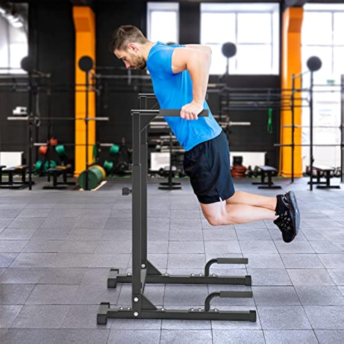 SELEWARE Heavy Duty Adjustable Dip Bar Station - 800lb Capacity
