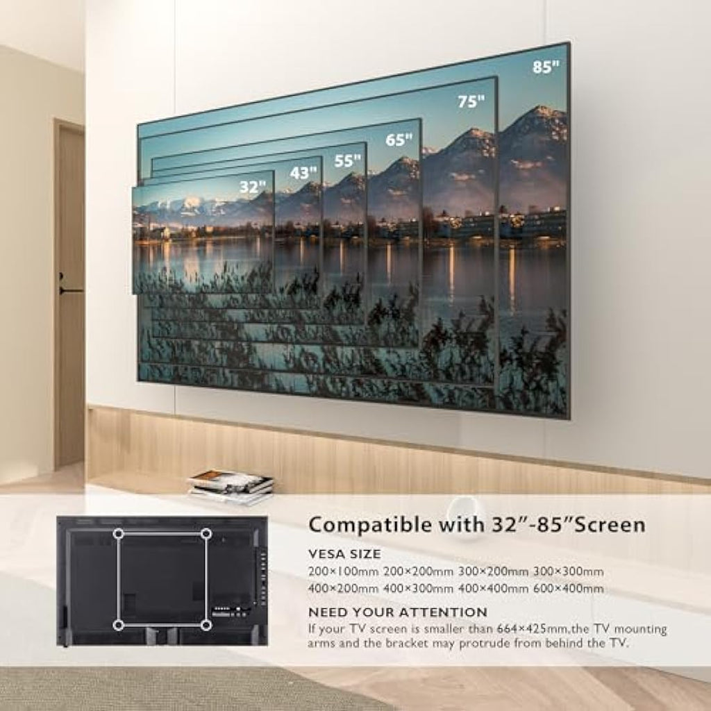 BONTEC Full Motion TV Wall Mount | 32-85 Inch Heavy Duty Swivel Bracket