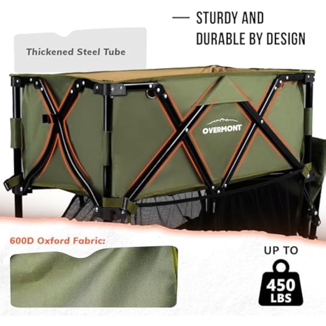 Overmont 400L Double Decker Folding Wagon – All-Terrain 200kg Cart