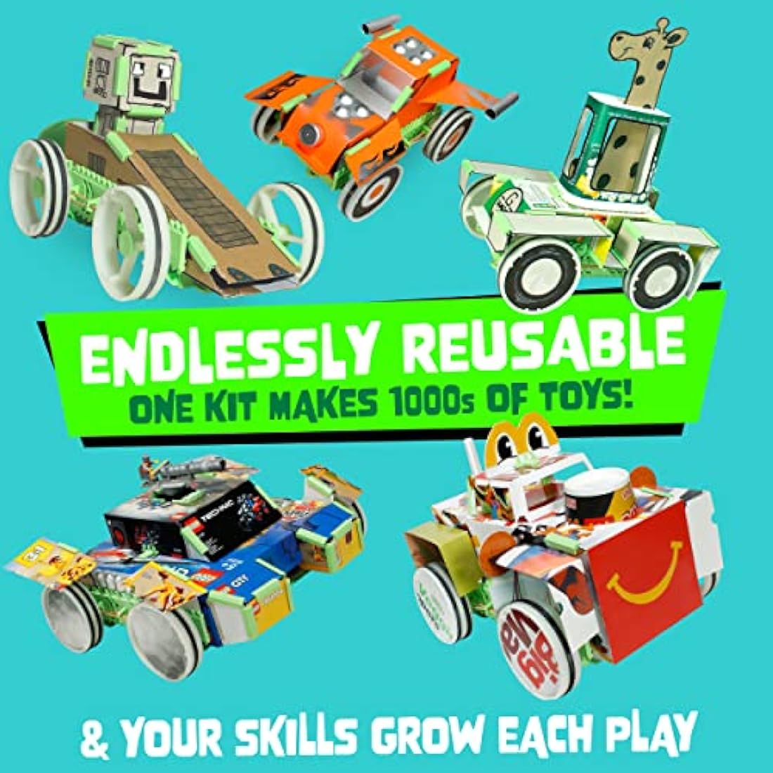 JUNKO Zoomer Toy Car Kit – Recycled STEM Building Set for Kids
