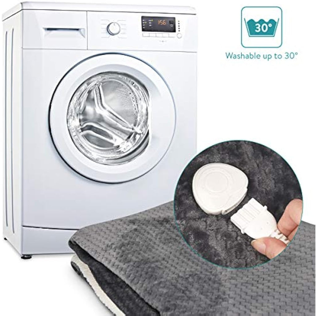 Navaris Heated Throw Electric Blanket - Grey/White Faux Fur - 180x130cm