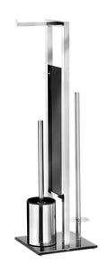 WENKO Rivalta Juego de Baño 3 en 1 – Acero Inoxidable y Vidrio, Plata