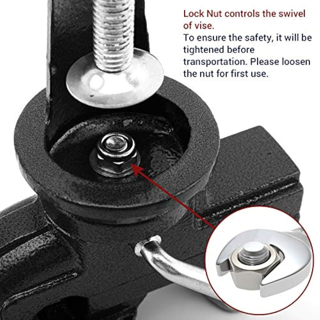 Nuovoware 70mm Table Vise | 360° Swivel Cast Iron Bench Clamp