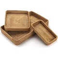 Jolof Store Set of 3 Rectangular Rattan Trays | Woven Wicker Baskets