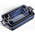 VICRAYS Ceramic Bakeware Set – 3 Piece Porcelain Lasagna Pans, Blue