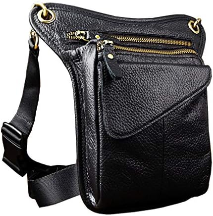 Jolof Store Leather Drop Leg Bag – Motorcycle Waist Pack for Hiking, Black