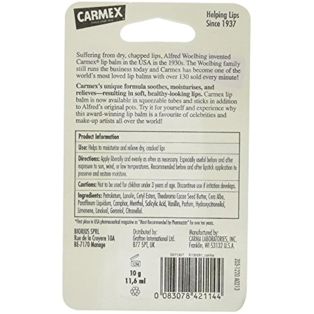 Carmex Moisturising Lip Balm – Classic Treatment for Dry Lips, 10g
