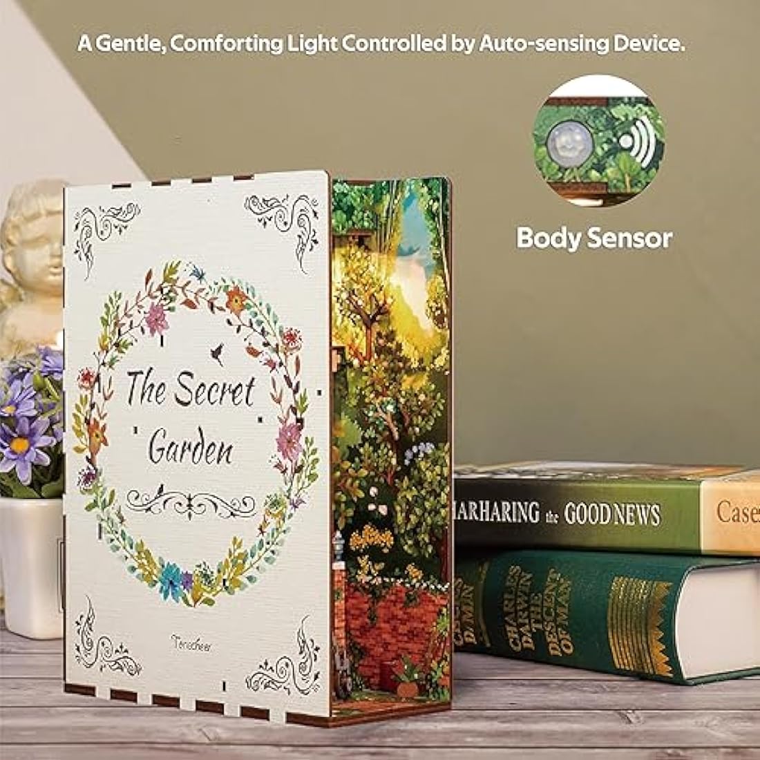 Tonecheer DIY Book Nook Kit – The Secret Garden 3D Wooden Puzzle with LED