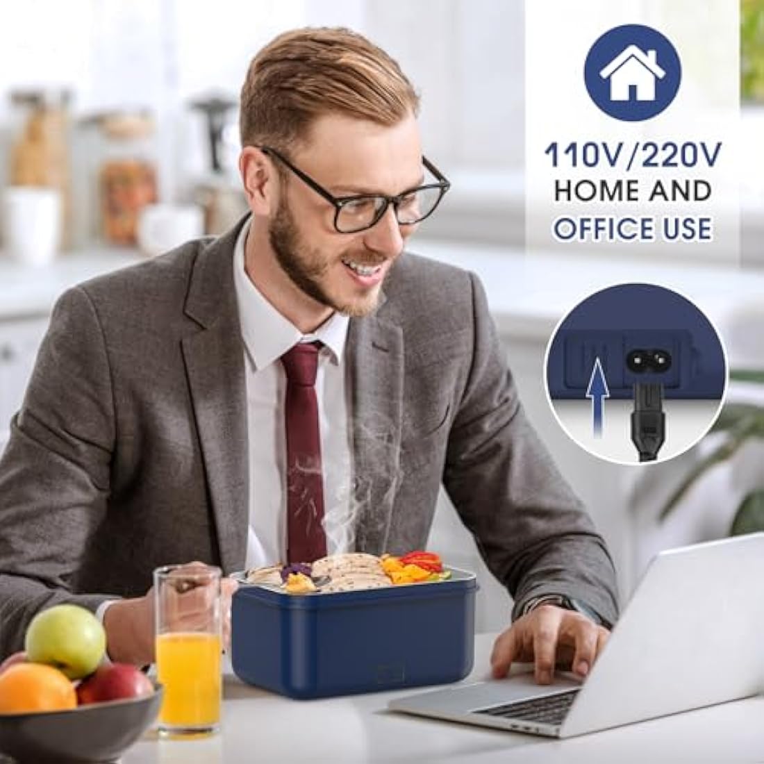Monteka 100W Electric Lunch Box – 1.8L Stainless Steel Portable Food Warmer